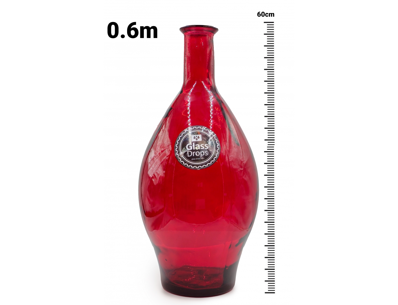 Εικόνα Διακοσμητικό Βάζο Glass Drops Cherry Cream Meguino (4637DB06) Από ανακυκλωμένο γυαλί, Χωρητικότητας 17L, Διαστάσεων Ø 28 x Υ 60cm, Red