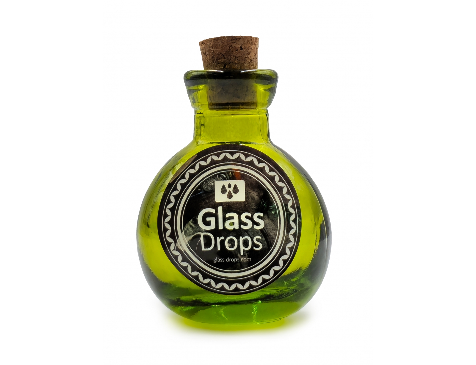 Εικόνα Διακοσμητικό Μπουκάλι με πώμα Glass Drops Βοlas (5321DB750) Aπό 100% ανακυκλωμένο γυαλί, Xωρητικότητας 125ml, Διαστάσεων Ø 7 x Υ 10 cm, Green