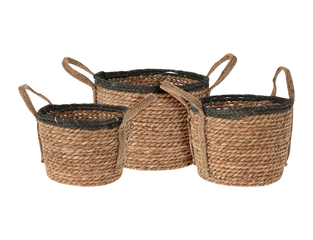 Εικόνα Σετ διακοσμητικά καλάθια H&S Collection με χερούλια - 3 τεμάχια
