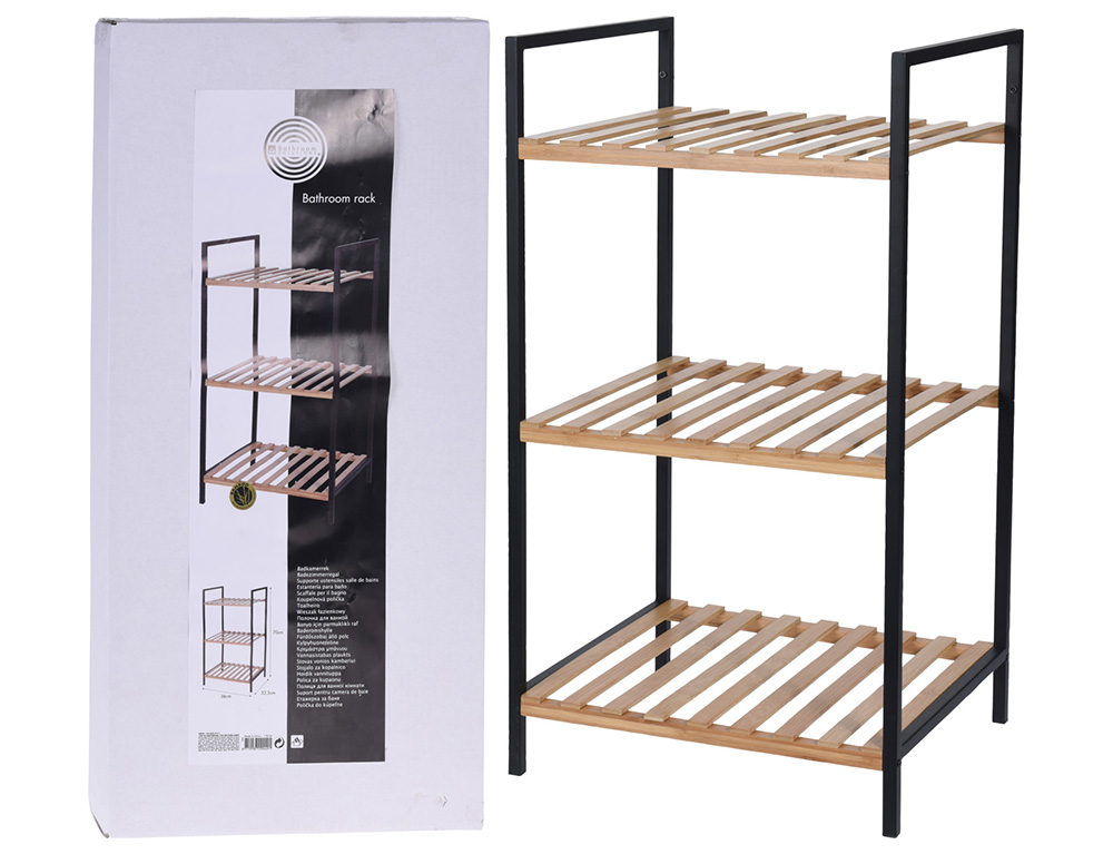Εικόνα Επιδαπέδια ραφιέρα μπάνιου Bathroom Solutions Ξύλο Μπαμπού, με 3 ράφια, 32.5x38x70cm