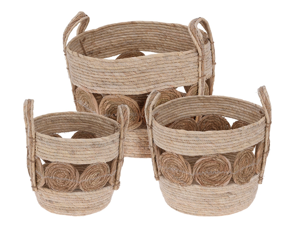 Εικόνα Σετ διακοσμητικά καλάθια H&S Collection με χερούλια - 3 τεμάχια