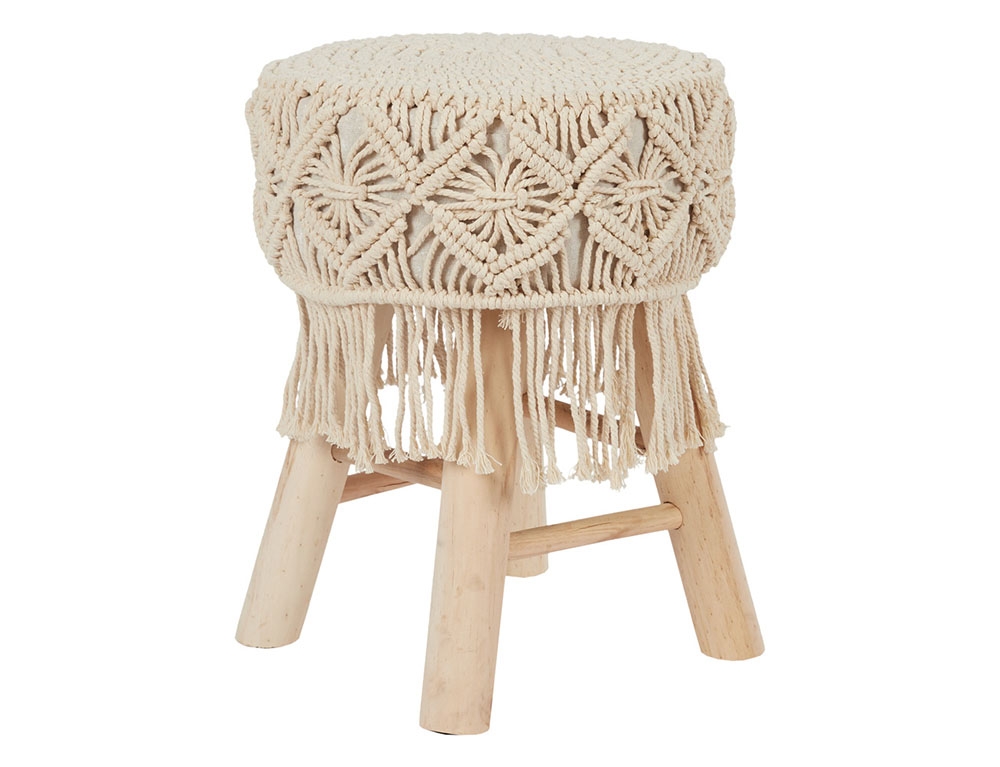 Εικόνα Σκαμπό Ηome Deco Factory με διαστάσεις 32x32x42cm - Απόχρωση Λευκού